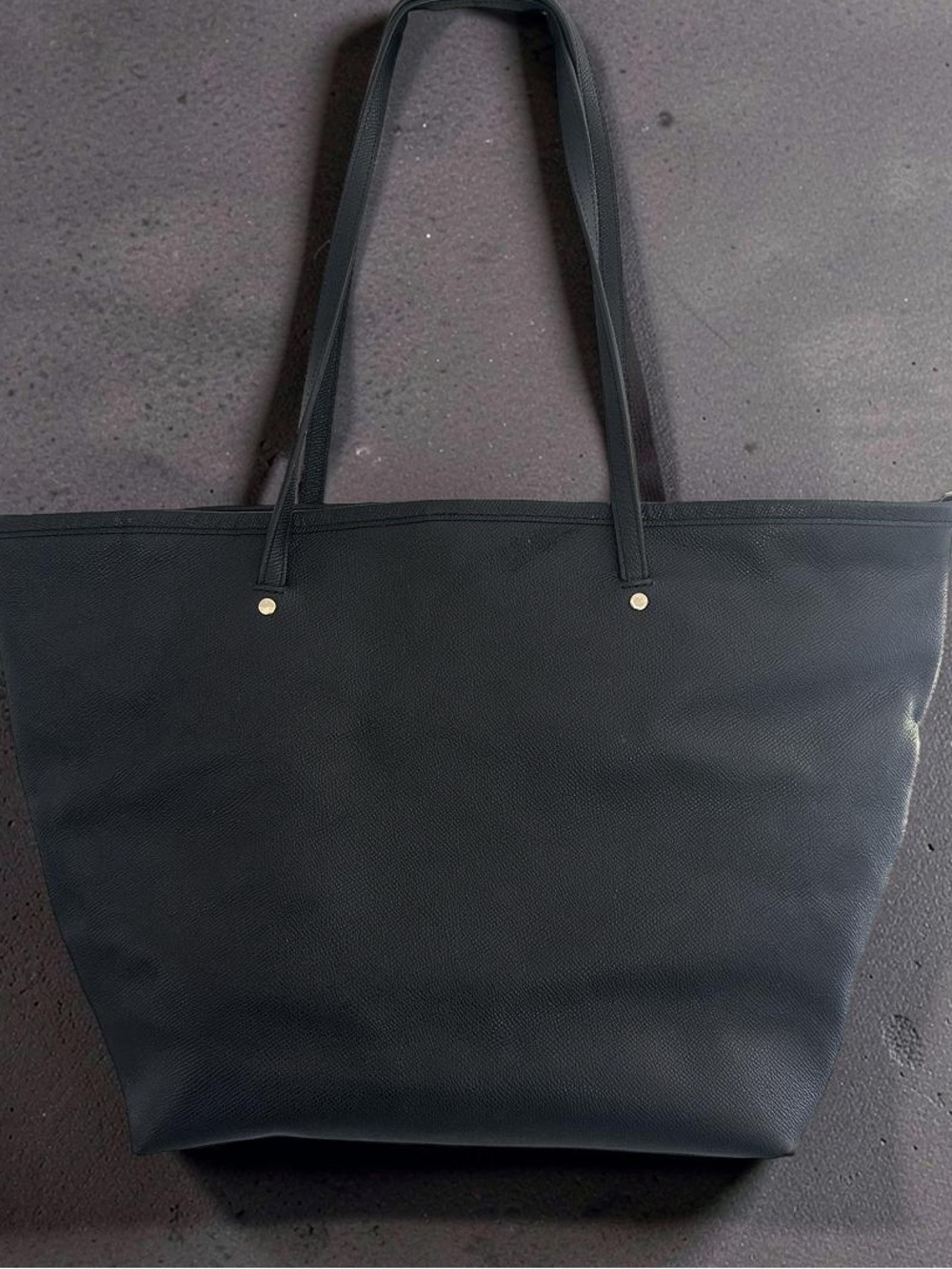 Coach Large Black Leather Tote with Gold Logo Accent - Picture 2 of 13